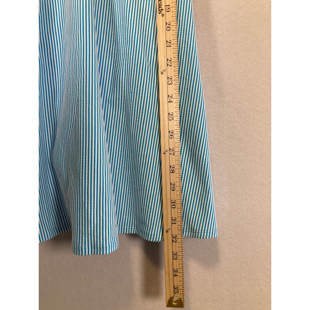 Retro Nautical Lands' End Women 8 Multi Colorblock Pinstripe Swim Dress Suit - Picture 7 of 10